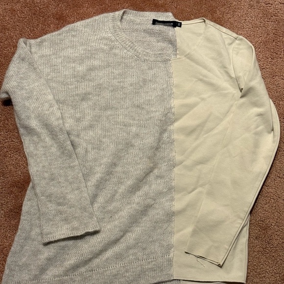 European Culture Gray and Cream Crew Neck Sweater - Picture 1 of 3